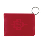 Leather Velcro Close ID Holder SD Interlock - Red