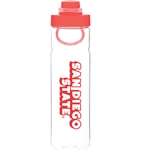 25OZ Clear Bottle Red Lid San Diego State