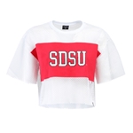 White Mesh Tee With Red SDSU Band