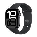 Apple Watch Series 10: GPS, 46mm, Jet Black Aluminum Case with Black Sport Band - M/L