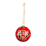 Glass Ornament with SDSU Aztecs and SD Interlock