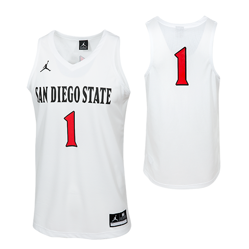 Men's Jordan Brand #1 White San Diego State Aztecs Replica Team Basketball  Jersey