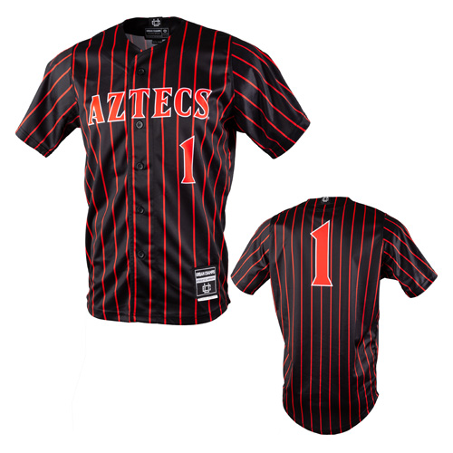 shopaztecs - Aztecs #1 Striped Baseball Jersey