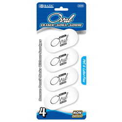 Bazic White Oval Eraser 4Pk