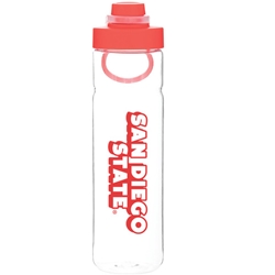 25OZ Clear Bottle Red Lid San Diego State