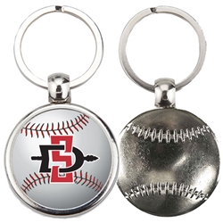 Baseball metal key tag with SD interlock