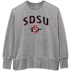 Women's Weathered Fleece Crew SDSU Over SD Interlock