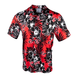 Hawaiian Sublimated Shirt - Black And Red All Over Print