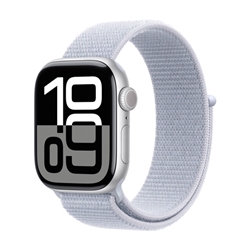 Apple Watch Series 10: GPS, 42mm, Silver Aluminum Case with Blue Cloud Sport Loop