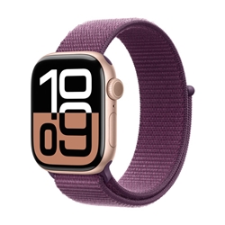 Apple Watch Series 10: GPS, 42mm, Rose Gold Aluminum Case with Plum Sport Loop