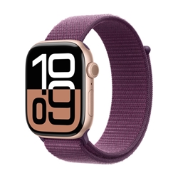 Apple Watch Series 10: GPS, 46mm, Roses Gold Aluminum Case with Plum Sport Loop