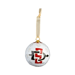 Glass Ornament with SDSU Aztecs and SD Interlock