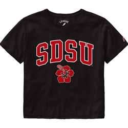 SDSU Hibiscus Flower Crop Tee - Black